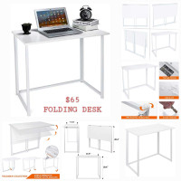 New 31.5" Folding Computer Desk Laptop Study Table, No-Assembly