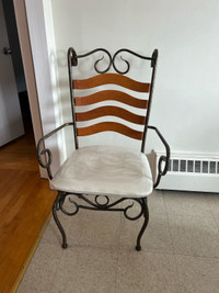 Wrought iron and wood chair 