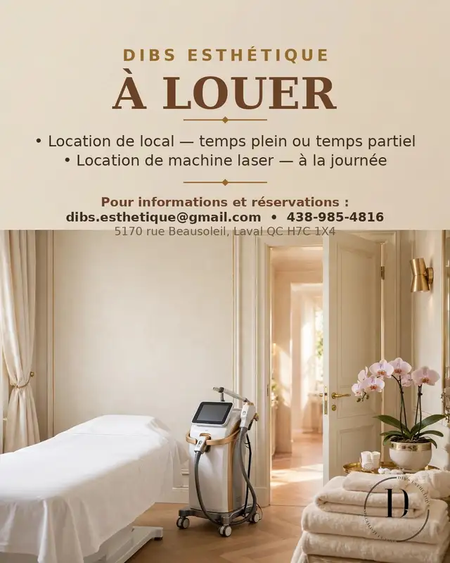 FOR RENT — Aesthetic Clinic in Laval (Dibs Esthétique)