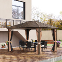 10' x 12' Hardtop Gazebo Steel Covered Gazebo Aluminum Frame Hea