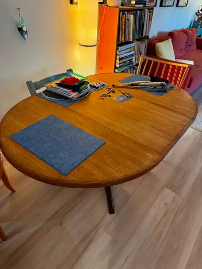 Teak Dining Room Table with Leaf, View more