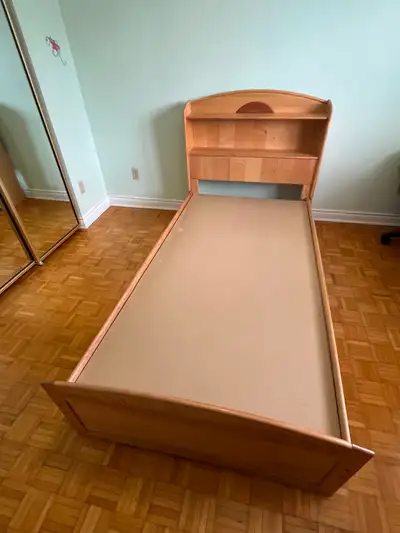 Single bed frame & desk w/overhead shelf, View more