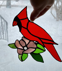 Cardinal Stained Glass Piece 