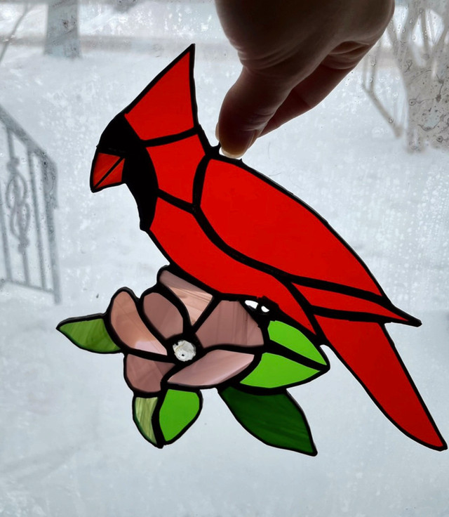 Cardinal Stained Glass Piece  in Arts & Collectibles in Thunder Bay