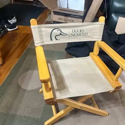 Seat 11.5"x16". Seat height 11". Folding quality chair solid with heavy canvas and logo. Bought at t...