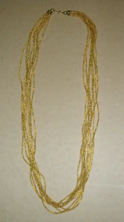 8 Strand Golden Seed Bead Necklace, View more