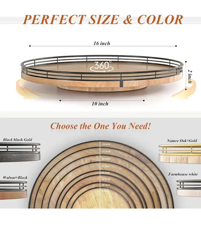 16" Lazy Susan Oak Wood Turntable in Home Décor & Accents in Hamilton - Image 4