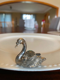 Pewter Swan with Crystal Ball