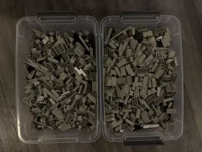 Clearing out the toy room! Two boxes of mixed building blocks, mostly Mega Bloks with a small amount...