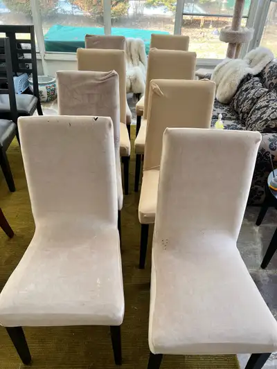 Set of 8 Modern Dining Chairs – Faux Leather – High Back, View more