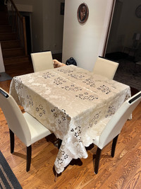 Small dining table with 4 leather chairs