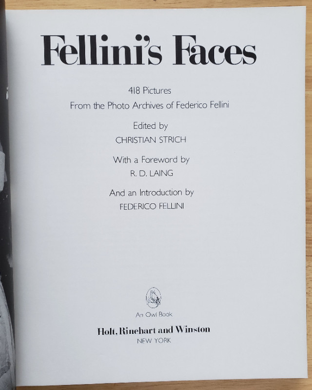 FELLINI'S FACES - Softcover - 1982 -FIRST AMERICAN EDITION dans Essais et biographies  à Laval/Rive Nord - Image 3