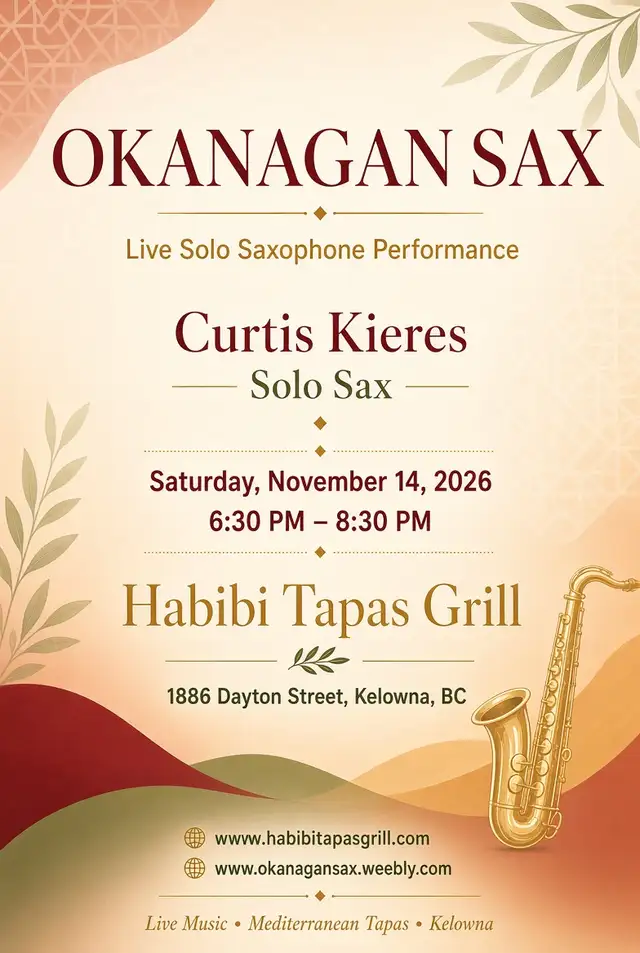 Okanagan Sax - Live Show at Habibi Tapas Grill