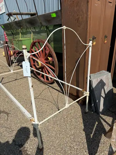 Nice old white metal bed frame. Great original patina Dimensions are in the photos $149 plus gst Loc...