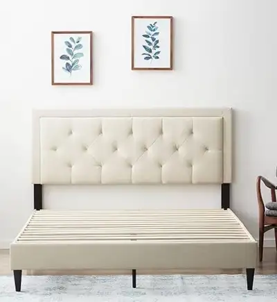 Brand New - open box - King size Headboard with wooden frame