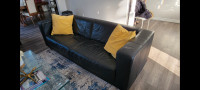 3-seater, 82 inches, sleek leather sofa (black)
