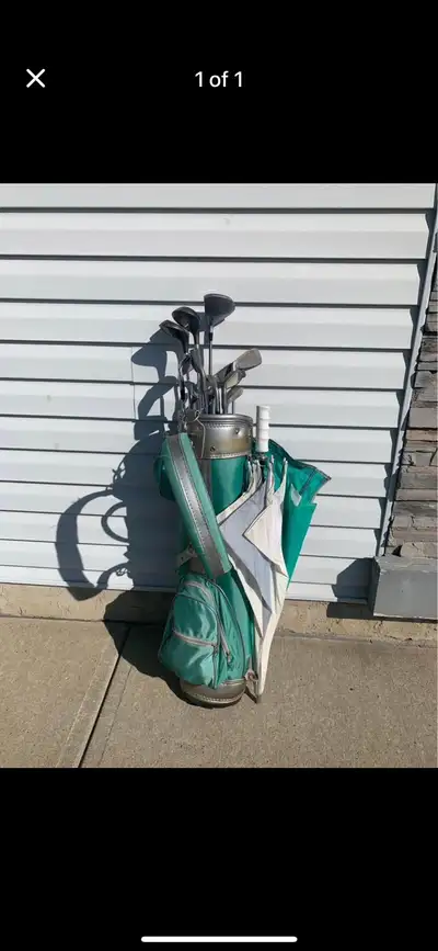 golf clubs and bag, View more