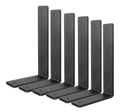 8 Heavy Duty Shelf Brackets - Black Steel, View more
