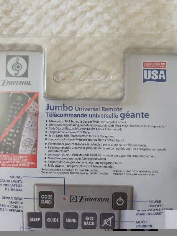 Brand New in Package! Emerson Jumbo Universal Remote in Video & TV Accessories in Saint John - Image 8
