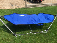 Hammock with folding metal stand