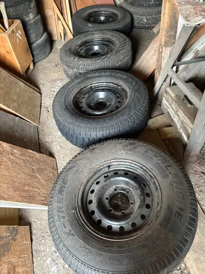 For sale: (4) Steel 16" rims on used winter tires. Asking $100 for the set. (4) Aluminum 16" rims on...