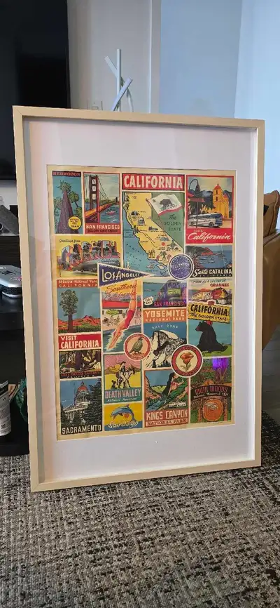 PICK UP DUNDAS AND REGENT PARK BLVD This framed print showcases a collage of vintage travel advertis...