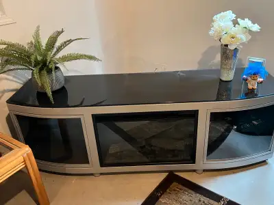 TV and Audio stand with electric fireplace, View more