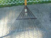 FAN RAKE, metal end  with rubber handle, New Condition