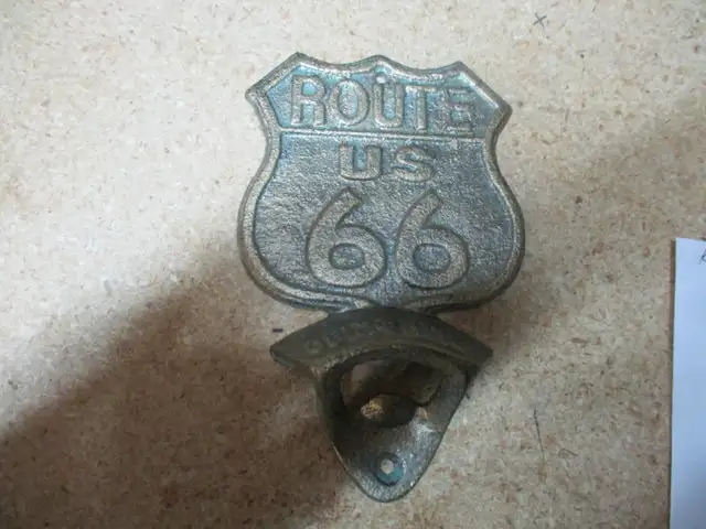 DECORATIVE U. S. ROUTE 66 WALLMOUNT CAST IRON BOTTLE OPENER $20. in Home Décor & Accents in Winnipeg - Image 2