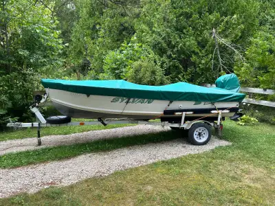 14’Sylvan with a 25 Johnson. Electric start. Runs perfectly! Solid boat doesn’t leak. Live well, bil...