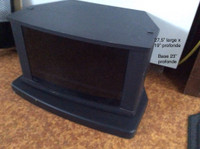 Base à télévision noir vitrée pivotante, tablette intérieure 