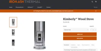 Kimberly wood stove BN in box, never used or installed pickup Edmonton delivery possible check websi...
