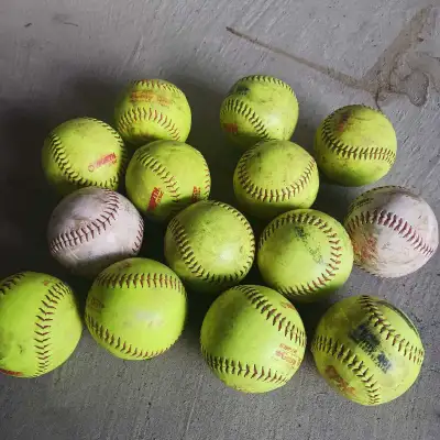 Used Gray and gold dot Softballs, View more