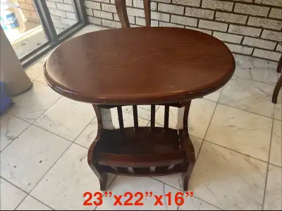 Oval Wood End Table with Magazine Rack, View more