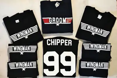 Custom-printed clothing and totes Bridal party Bachelor party Birthday party His and hers Etc All si...