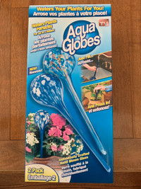 Aqua Globes 2 Pack box Individually Crafted Hand Blown Glass. 