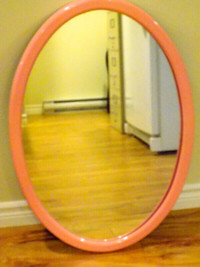 Miroir ovale de contour vieux rose/miror