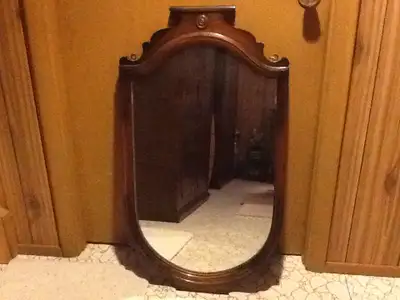 VINTAGE WALNUT FRAMED WALL MIRROR.006, View more