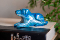 Vintage Hand Carved Blue Lapis Lazuli Dog (Please Read Ad)