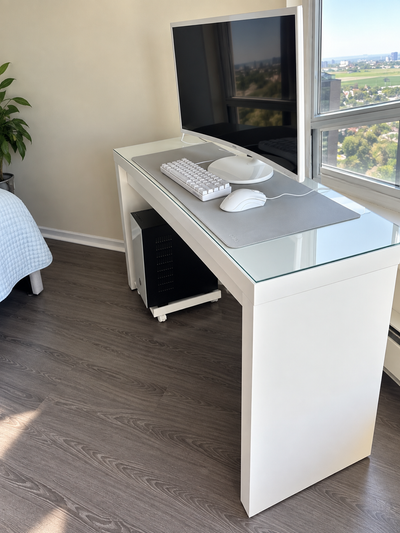 IKEA White Glass-Top Desk – $120, View more