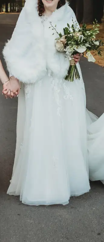 White Faux Fur Shawl - Plus Size, View more