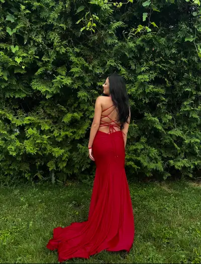 Red prom dress, View more