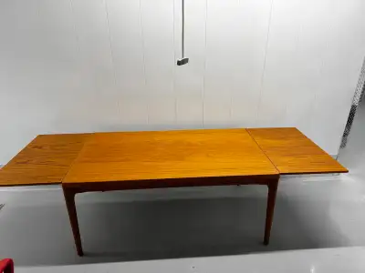 Danish teak draw leaf dining table, View more
