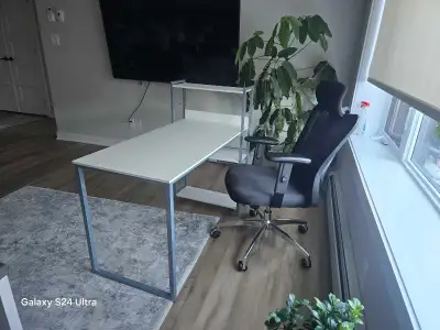 Home Office Set – Desk with Shelves + Ergonomic Office Chair, View more