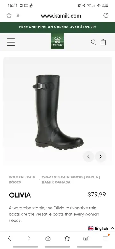 Kalik Olivia Black Rain Boots