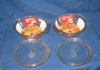 Vintage Fire King Clear Glass Casserole Dishes with Lids (2 sets