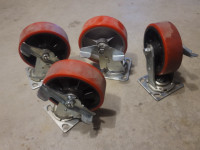 6" heavy duty casters with swivel and brake. 2"wide.