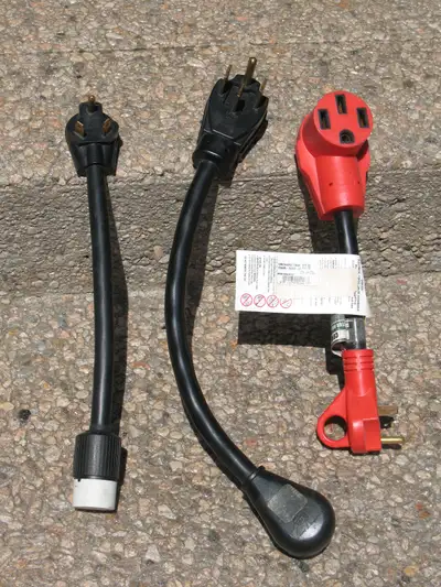 I have 2 power adapters, 1- 50 amp 250 volt male to 30 amp 120 volt female and 1- 30 amp 120 volt ma...