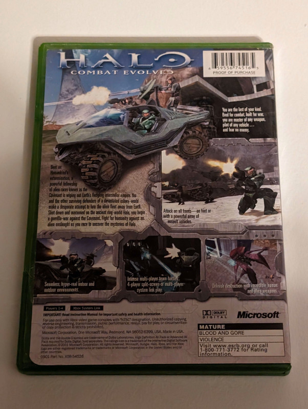 Halo Combat Evolved (Xbox) (Broken Case) (Used) in Older Generation in Kitchener / Waterloo - Image 2