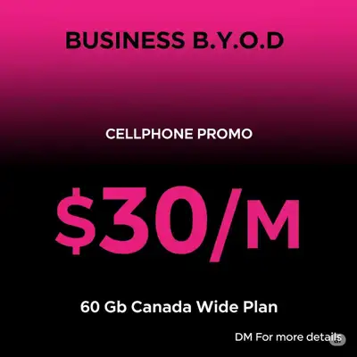 Business B.Y.O.D Cellphone promo $30 for 60 Gb Data, View more